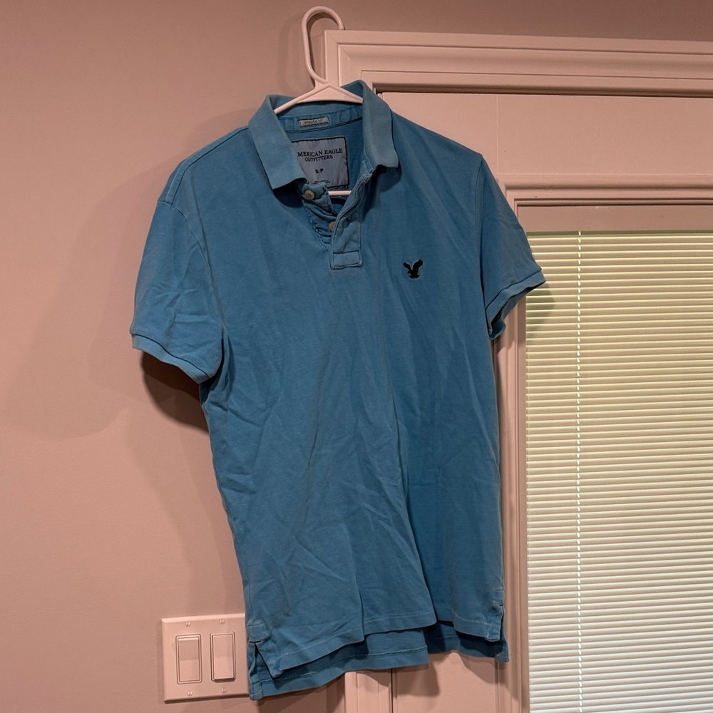 American Eagle Outfitters Light Blue Polo Shirt